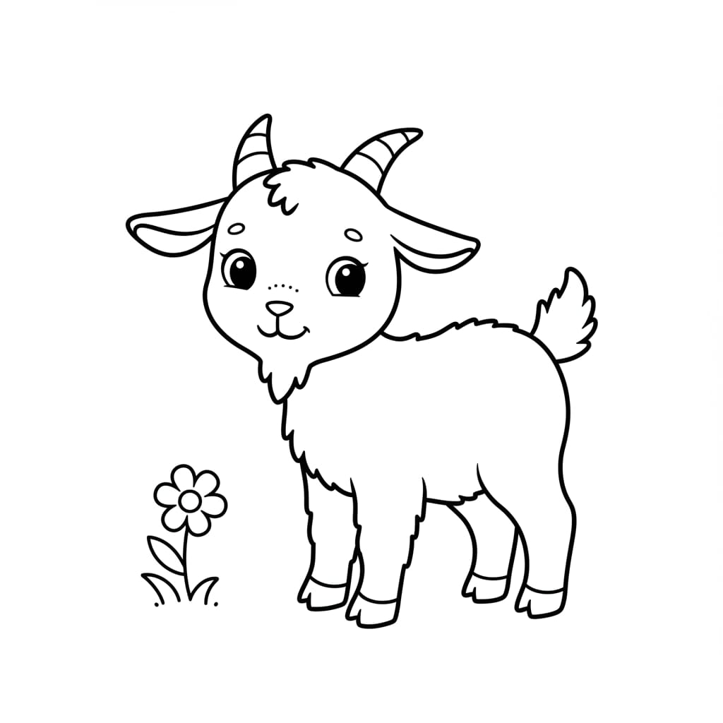 El lobo y las siete cabritas 1 Imagen para colorear de una cabra, inspirada en el cuento: El lobo y las siete cabritas
