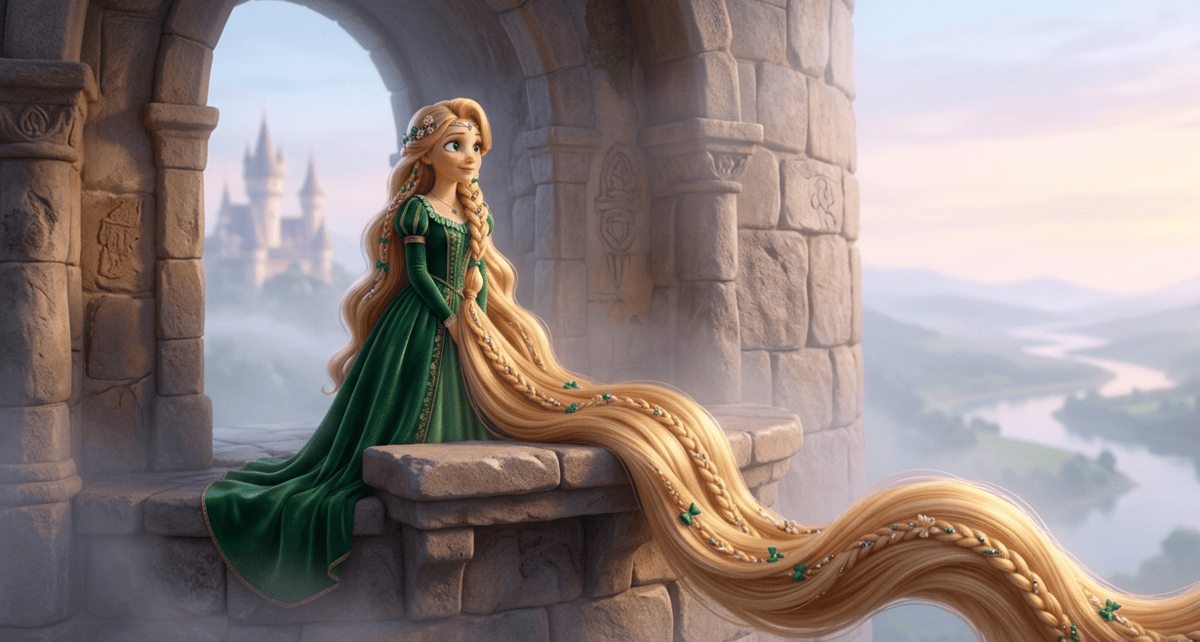 Rapunzel es una joven que lleva casi toda su vida encerrada en la torre de una bruja. Un día, un príncipe llega a la torre y se enamora de Rapunzel. Cuando sube a la torre para conocerla, la bruja lo atrapa y lo encierra en una habitación dentro de la torre.
