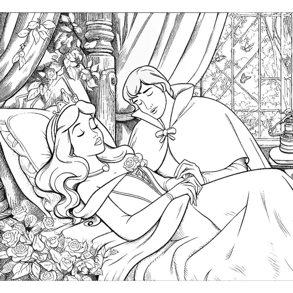 La Bella Durmiente 1 Dibujo para colorear del cuento clásico de La Bella Durmiente