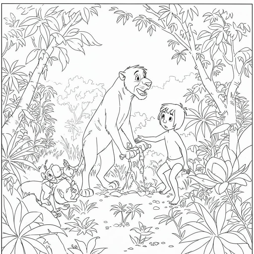 El Libro de la Selva 1 Imagen para colorear del cuento infantil el libro de la selva, la historia de Mowgli