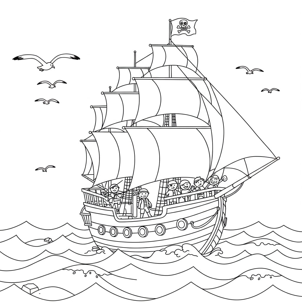 La isla del tesoro 1 Ilustración para colorear basado en el cuento, el mapa del tesoro