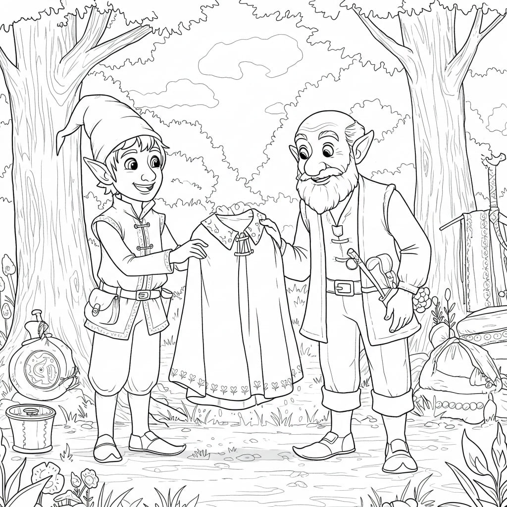 Los Regalos de los Duendes 1 Imagen para colorear del cuento Los Regalos de los Duendes