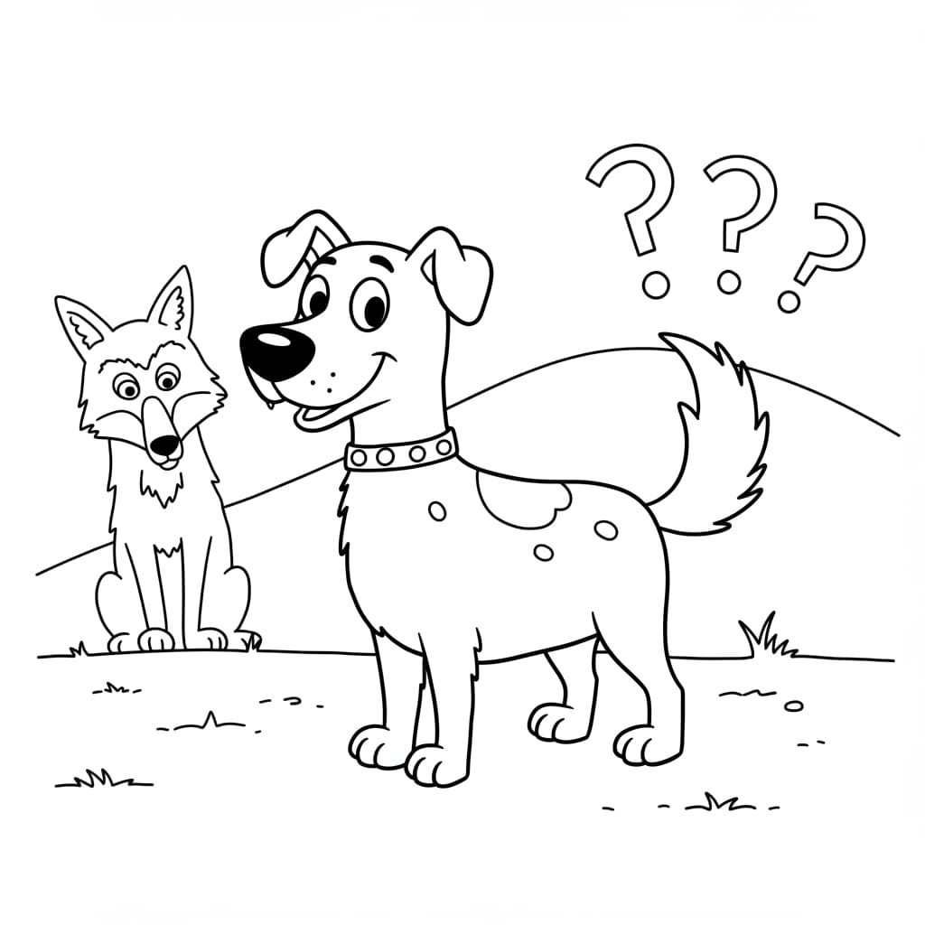 El perro y el coyote 1 Imagen del perro y el coyote, imagen para colorear inspirada en el cuento folclórico mexicano