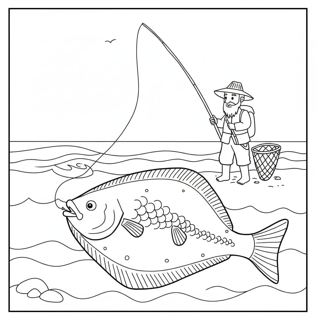 El Pescador y su Esposa 1 Hombre capturando un pez inspirado en el cuento El Pescador y su Esposa