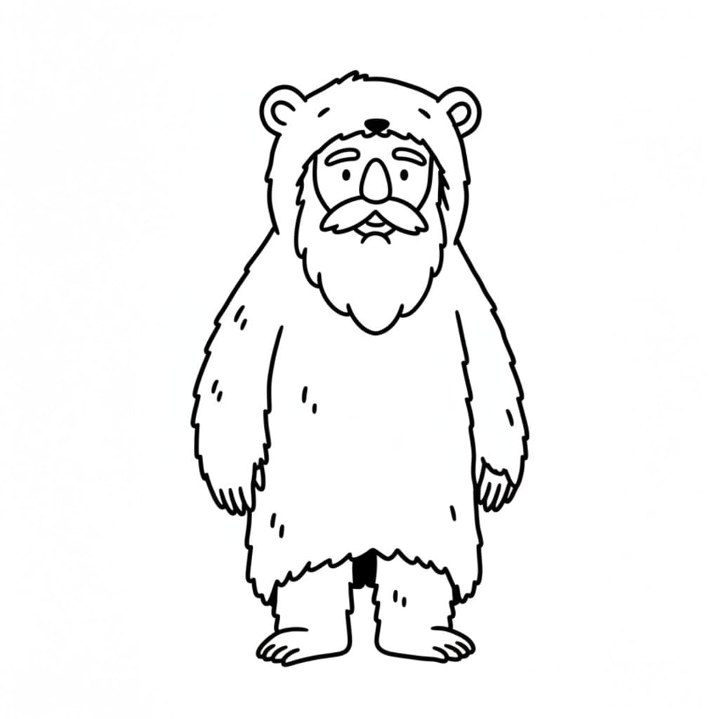 Piel de Oso 1 Imagen para colorear basada en el cuento "Piel de Oso" de los Hermanos Grimm
